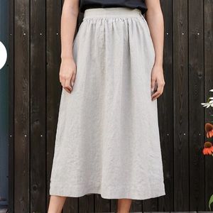 Linenfox Linen Lina Maxi Skirt Natural Grey S-M